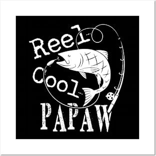 Reel Cool Dad Funny Word Pun Fishing Fathers Day T Shirt PAPAW Posters and Art